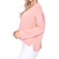 thumbnail image 3 of Women's Long Sleeve Wide V-Neck with Side Slit Oversize Pullover Sweater MK8219-BUR-M-BD, 3 of 6