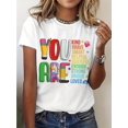 thumbnail image 1 of Women'S Inspirational "You Are" Print T-Shirt, Cotton Blend, Casual Crew Neck, Short Sleeve, Knit Fabric Top, for Summer, 1 of 6