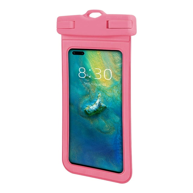 Funda impermeable para teléfono móvil con cordón, fácil de instalar para bucear, bolsa seca para teléfono móvil, protección completa universal para de Rosa