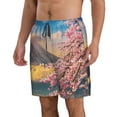 thumbnail image 2 of Kdxio Cherry Blossoms Pattern Mens Casual Shorts - Drawstring Summer Beach Sports Shorts for Men, 2 of 9