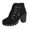 thumbnail image 2 of Women Ankle Boots Round Toe Mid Heel Boots with Side Zip Comfort Matte Shoes for Fall Winter Dating Shopping Casual Outdoor Daily Wear, 2 of 9
