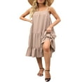 thumbnail image 4 of PENGXIANG Women Midi Tank Dress  Summer Sleeveless Solid Color Loose Ruffle Tiered Beach Boho Dress, 4 of 6