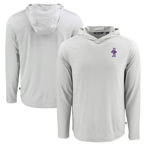 Men's Cutter & Buck Gray Kansas State Wildcats Coastline Epic Comfort Eco Recycled Long Sleeve Hoodie T-Shirt
