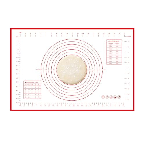 Dough Mat Silicone Baking Mats for Rolling Pastry,Kneading Sheet Sourdough Bread Baking Supplies Red 24x16" 0.45mmT