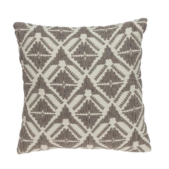 Parkland Collection Karim 16x16" Geometric Cotton Throw Pillow in Beige/Brown