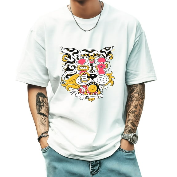 Graphic Tees for Men Summer New Print Casual Tee Fashion Trend Sports Shirt Select