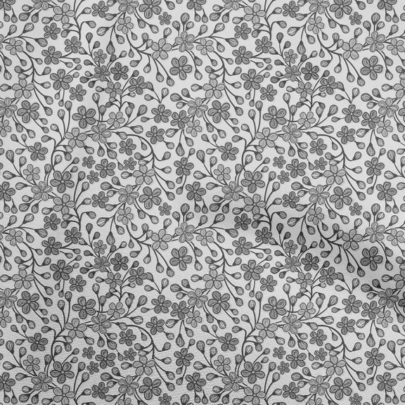 oneOone Cotton Flex Gray Fabric Floral Retro Sewing Fabric By The Yard Printed Diy Clothing Sewing Supplies 40 Inch Wide