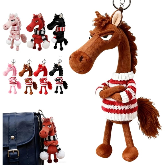 2026 Year of the Horse Lucky Mascot Plush Pendant, Soft Horse Keychain Ornament for New Year Good Luck Gift