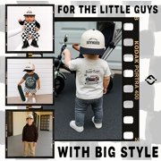 Funky Junque Kids Trucker Hat Baseball Cap - Two Tone Vintage Baby Baseball Cap, Infant Baseball Hat, Toddler Snapback Hat - Long Live Boyhood - Black/Beige