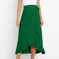 thumbnail image 5 of AherBiu Summer Skirts for Women High Waisted Wrap-Tie Ruffle Slit Boho Beach Skirt Ankle Length, 5 of 7