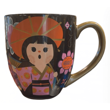 Disney Parks It's a Small World Black Flower Coffee Mug New With Tag