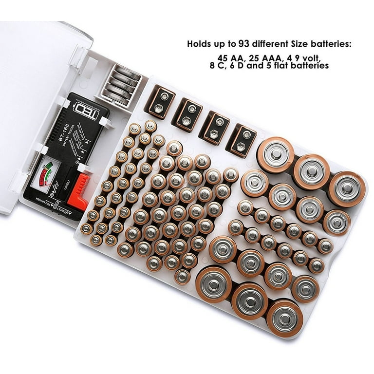 The Battery Organizer, Battery Organizer Storage Case with Tester
