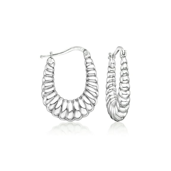 Ross-Simons Italian Sterling Silver Grooved Graduated Hoop Earrings, Women's, Adult