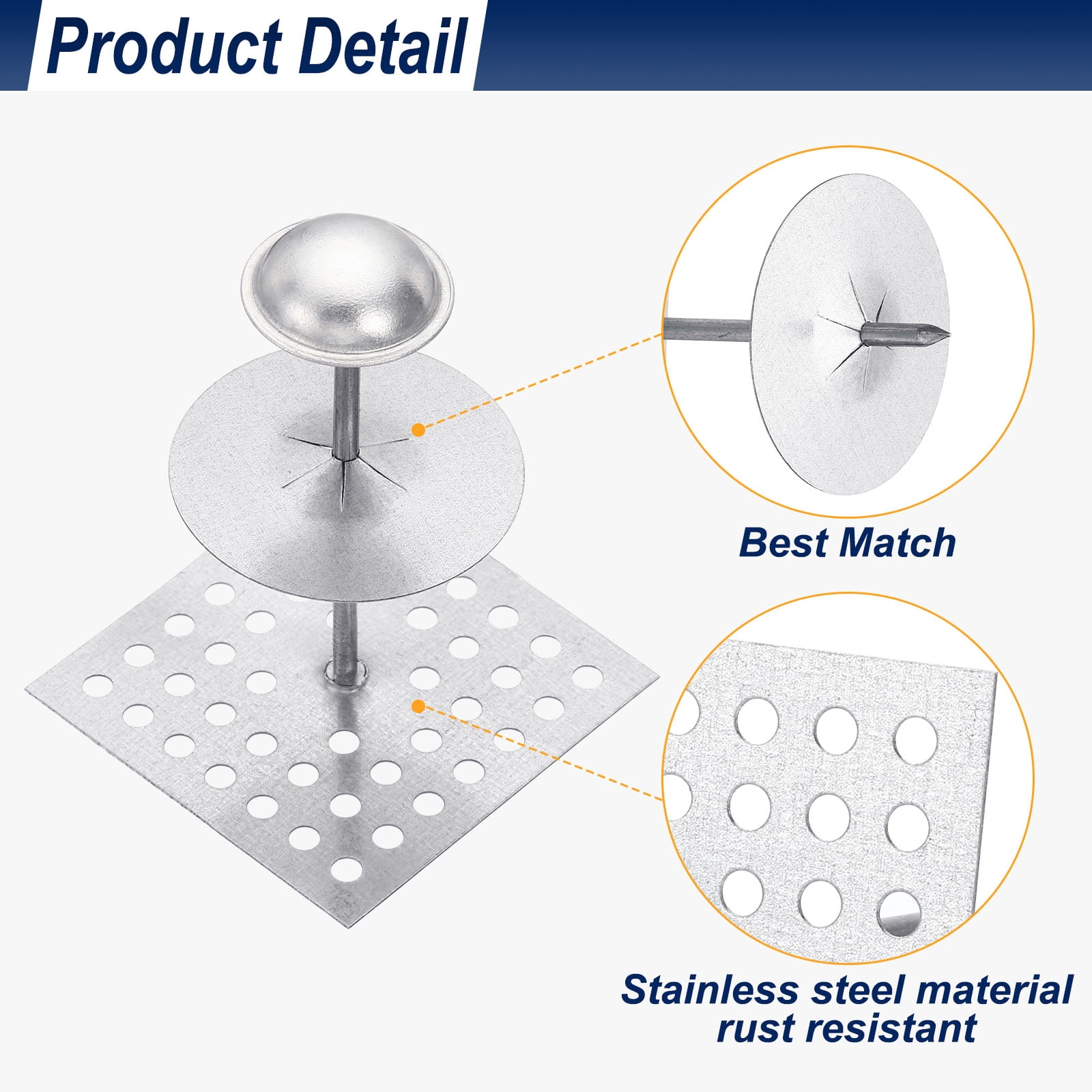 Uxcell Perforated Insulation Pins with Inch Self Locking Washers Round Aluminum Insulation Dome Cap Washers (300 Pieces)