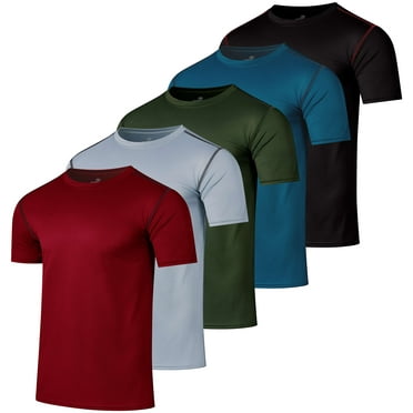 Real Essentials 5 Pack Men’s Active Quick Dry Mesh Crew Neck T Shirts | Athletic Short Sleeve Tee (Available In Big & Tall)