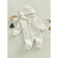 thumbnail image 4 of Fortune Unisex Baby Knitted Romper Infant Long Sleeve Solid Color Hooded Jumpsuit, 4 of 9