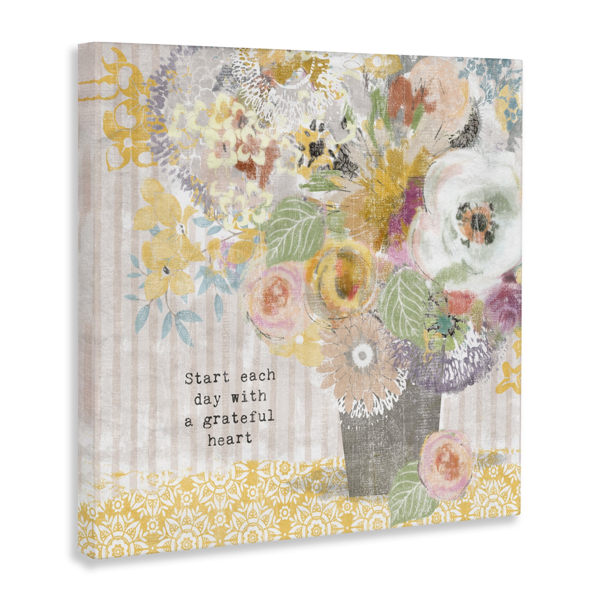 Stupell Industries Floral Inspirations Grateful Heart Canvas Wall Art, design by Suzanne Nicoll