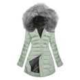 thumbnail image 2 of HOMBOM Winter Coats for Women Fleece Lined Quilted Parka Heavy Faux Fur Removable Hood Ladies Overcoats Thermal, 2 of 4