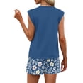 thumbnail image 6 of 2 Piece Short Sets for Women Summer Vacation Outfits Cap Sleeve Tops and Floral Shorts Set Hawaiian Beach Clothes Royal Blue M, 6 of 6