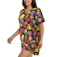 thumbnail image 2 of Kdxio Hawaiian Style Print Pajamas Sets for Women Short-Sleeved Pjs with Lounge Shorts Two Piece Sleepwear S-4XL, 2 of 9