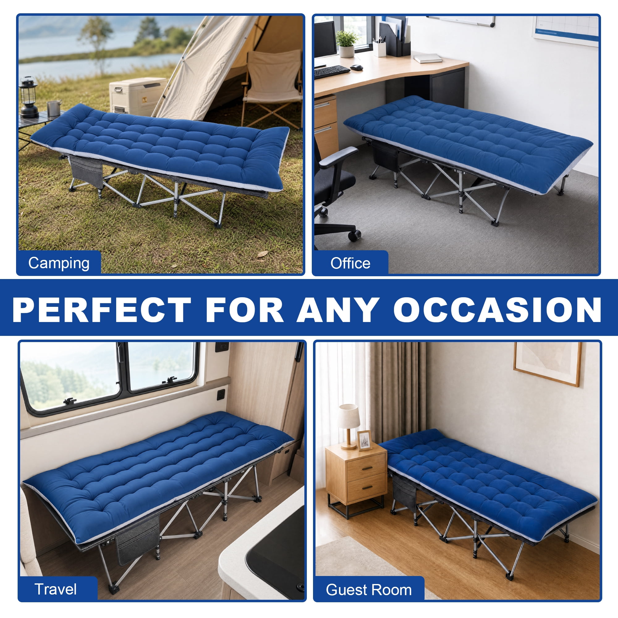 Sprint Demon Folding Camping Cot with Mattress for Adults, 880 lb Heavy Duty Portable Guest Bed for Camping, Home & Travel