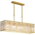 thumbnail image 5 of FETCOI 4-Lights Chandelier Rectangular Ceiling Light k9 Crystal Pendant Light Height Adjustable (Gold), 5 of 6