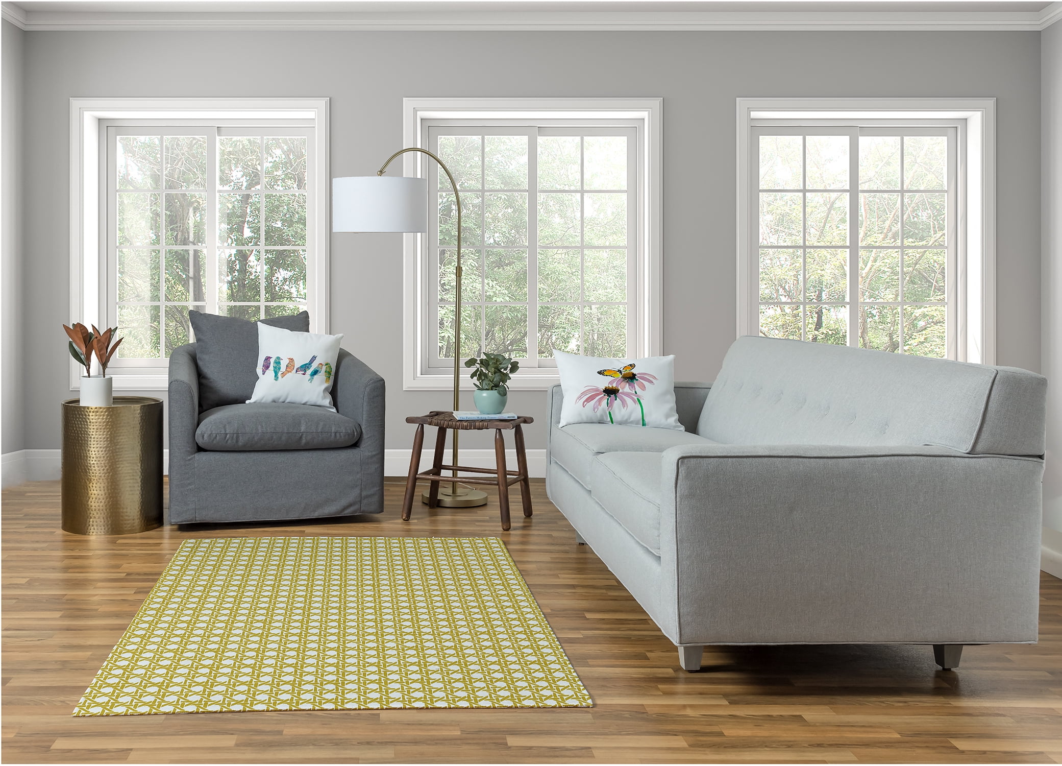 Simply Daisy 4' x 6' Mustard Rattan Geometric Rug