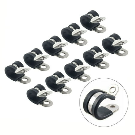 

10X Stainless Steel Rubber Lined P Clips Hose Pipe Clamp Cable Mounting Clip