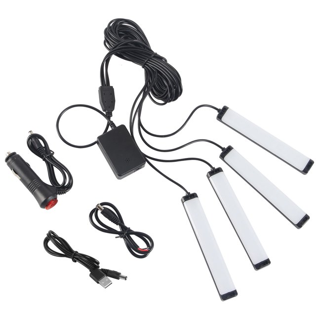 Luces interiores del coche con aplicación inteligente BT Control 4 tiras de luces RGB Mult Abanopi Luces interiores del coche