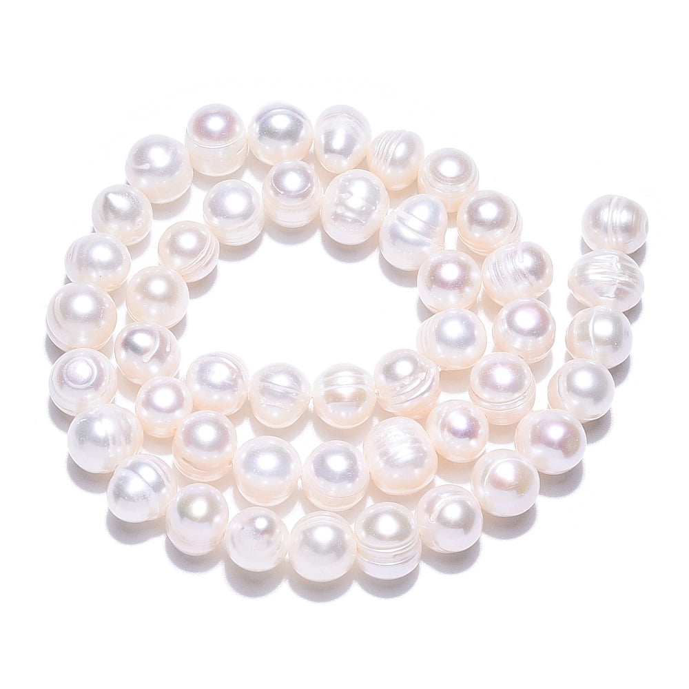 5 Strand Natural Cultured Freshwater Pearl Beads Strands Potato Creamy White 7.5~10x6.5~8.5mm Hole: 0.7mm about 45~46pcs/strand 13.78~13.98 inch(35~35.5cm)