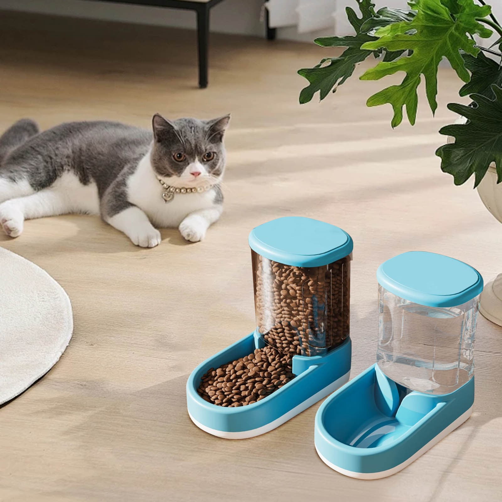 Arestory Automatic Cat Feeder and Water Dispenser with Pet Food Bowl,Gravity Food Feeder and Waterer Dispenser in Set for Small Medium Dog Puppy Kitten Rabbit Bunny Large Capacity