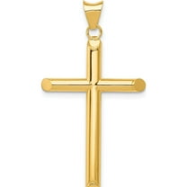 14K Yellow Gold Polished Tube Cross Pendant (40.2 X 20.3) Made In Mexico k6177