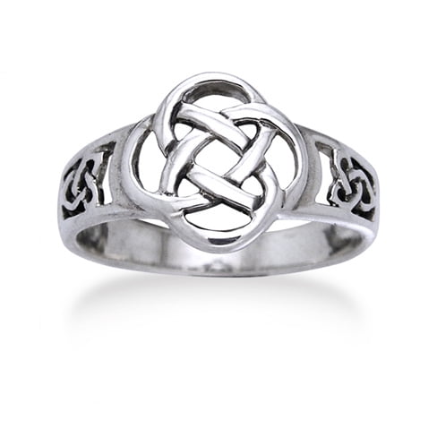 Celtic Triquetra Trinity and Flower Knot Eternity Sterling Silver Ring Sizes 3,4,5,6,7,8,9,10,11,12,13,14,15 