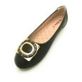 thumbnail image 2 of Women’s Ballerina Flats with Gold Buckle Accent – Round Toe Slip-On Dress Shoes – Comfortable Casual Everyday Flats for Work, Office, Travel, or Evening Wear, 2 of 4