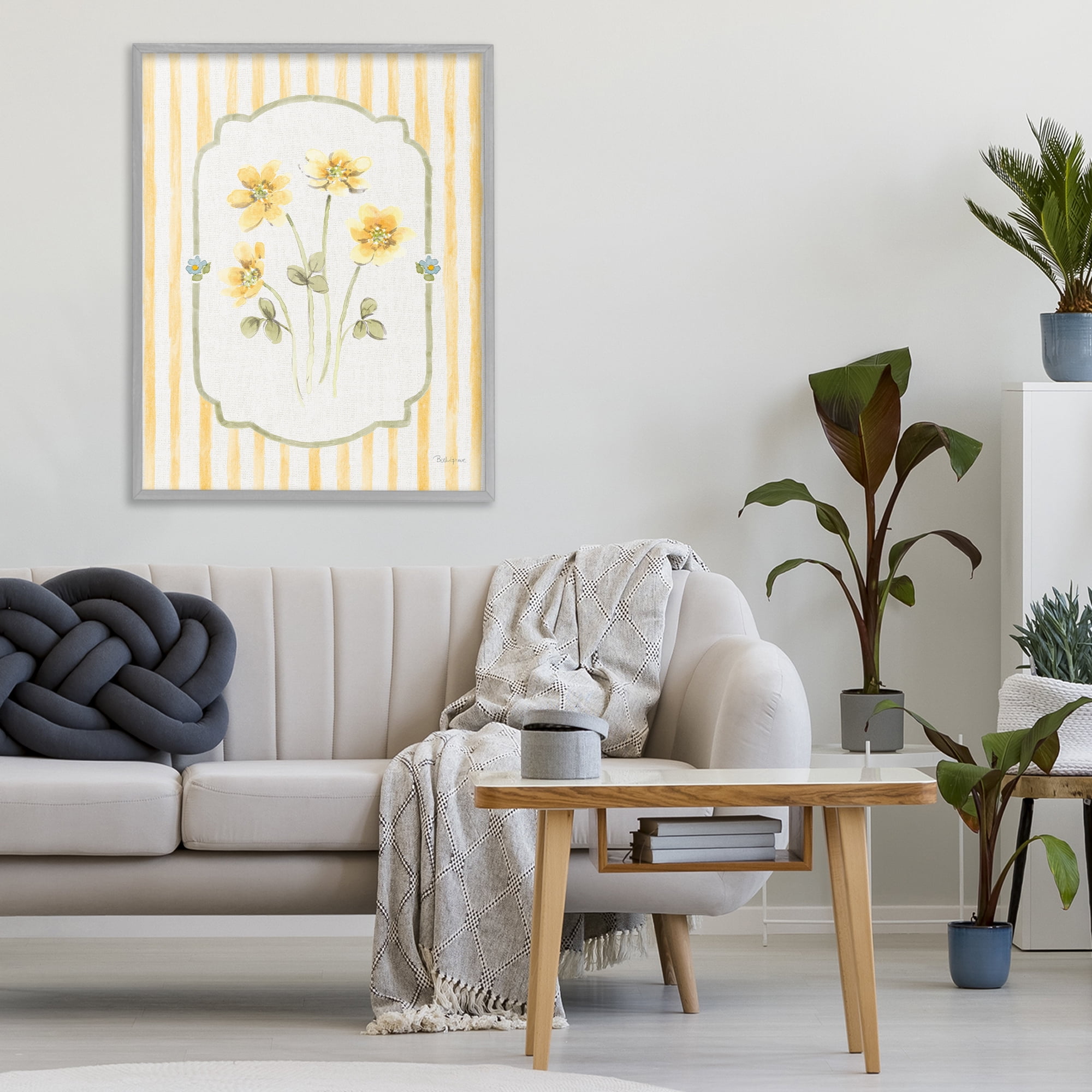 Stupell Industries Sweet Honey Flowers Gray Framed Giclee Art, design by Beth Grove
