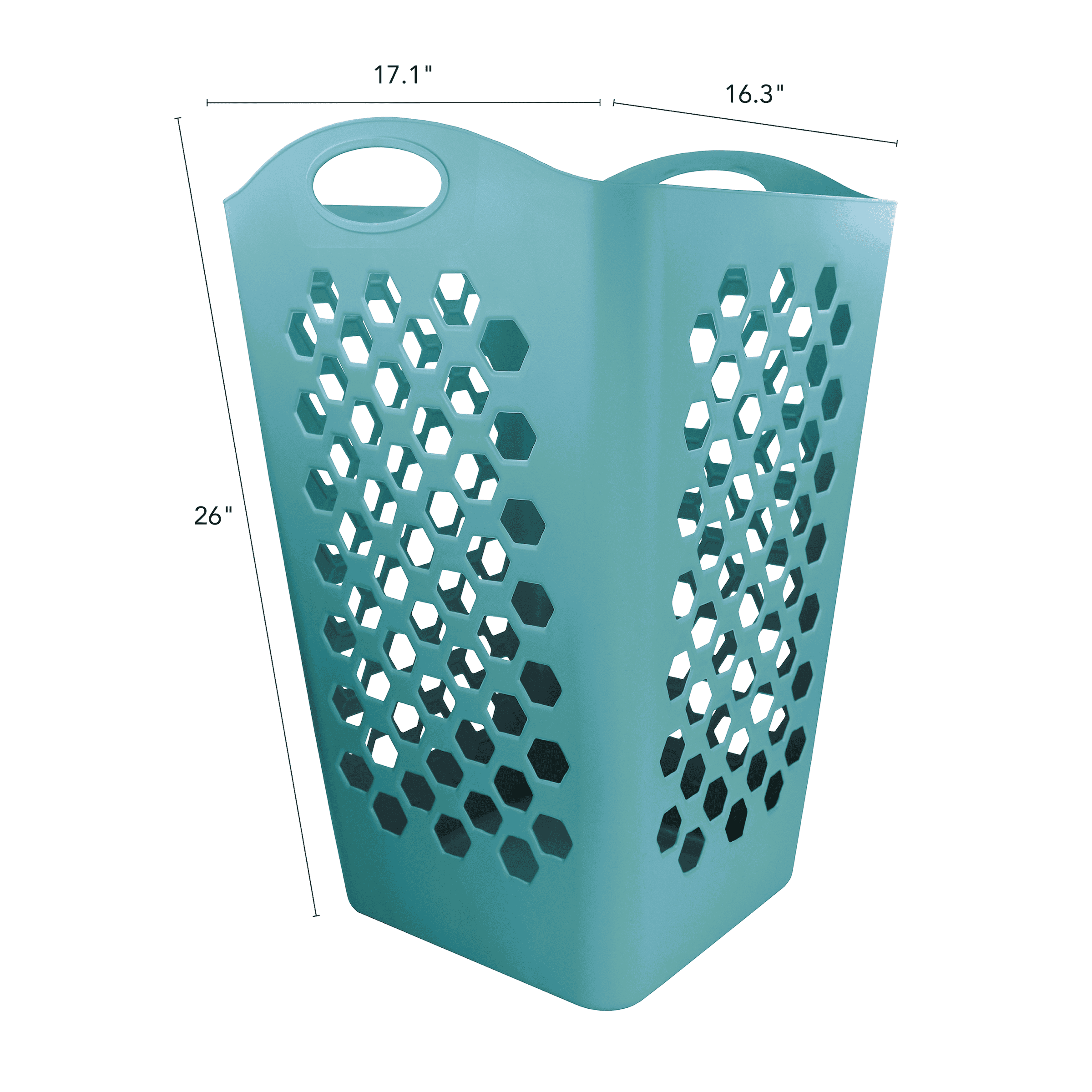 Mainstays Square Flexible Plastic Laundry Hamper Basket, Teal Splash, Adult