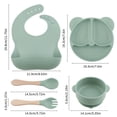 thumbnail image 2 of Silicone Baby Feeding Set, Food Grade Silicone Suction Bowl, Divided Suction Plates, Bib, Spoons Set, Toddlers Self Feeding Supplies Set, 2 of 6