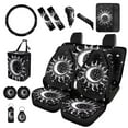 thumbnail image 2 of XYZCANDO Sun Moon Print Fender Cover Keychain Seat Belt Cover Armrest Cover Steering Wheel Cover Car Cushion Cover Car Coasters Trash Can Lipstick Cover Handbrake Cover Fashion, 2 of 7