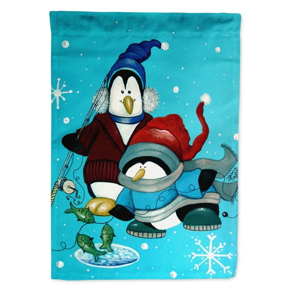 Carolines Treasures PJC1020GF Somethins Fishy Christmas Penguin  Flag Garden Size  Small multicolor