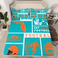 thumbnail image 2 of Homewish Football Rugby Teens Queen Sheet Sets, Modern Sports Athlete Flat Sheet, Turquoise Cartoon Helmet Queen Fitted Sheet, Super Cozy Room Decor, 4-Piece, 2 of 7