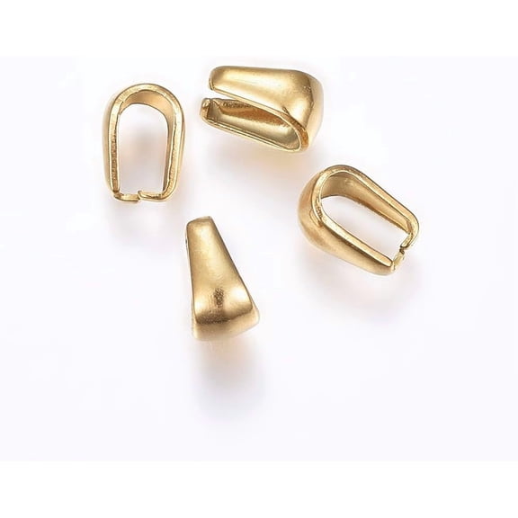 5Pcs 304 Stainless Steel Snap on Bails Golden Pinch Clips Bail Pendants Hook Pendant Clasps Pendant Pinch Bail Clasps for Neckalce Charm Jewelry DIY Craft Making 7x5x4mm Gold