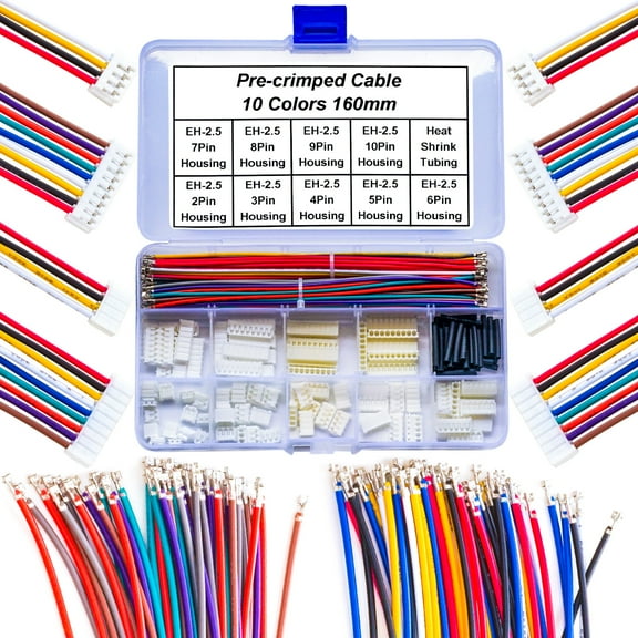 Keszoox JST EH 2.5mm Cable Connector Kit 22AWG Premium Pre-Crimped Cables
