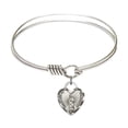 thumbnail image 1 of 6 1/4 inch Round Eye Hook Bangle Bracelet w/ Our Lady of Guadalupe Heart in Sterling Silver, 1 of 3