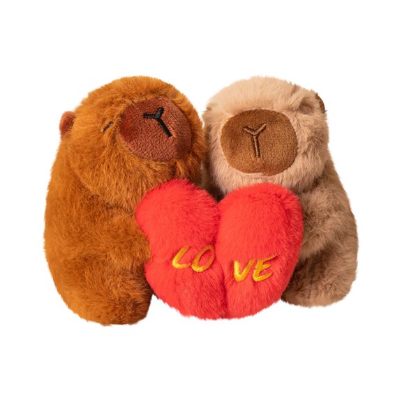 4.72" Capybara Plush Toys 2Pcs, Lovers Stuffed Animal Capybara Plush Toy, Pillow, Cushion, Soft Capybara Stuffed, Birthday Christmas Graduation Back to School Gift for Teens & Women