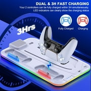PS5 Slim Stand and Turbo Cooling Station with Controller Charging Station for Playsation 5, 3 Levels Cooling Fan, RGB Light, 15 Game Storage, Headset Holder for PS5 Digital/Disc
