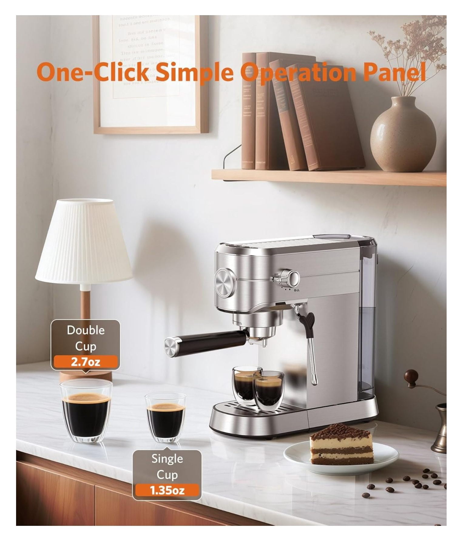 Espresso Machine 20 Bar,Compact Espresso Machine with Milk Frother,Stainless Steel Coffee Maker with 40 oz Removable Water for Cappuccino,Latte