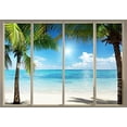 thumbnail image 2 of Wall26 - Palm Trees on an Island Framing The Blue Ocean Viewed from Sliding Door - Creative Wall Mural, Peel and Stick Wallpaper, Home Decor - 66x96 inches, 2 of 6