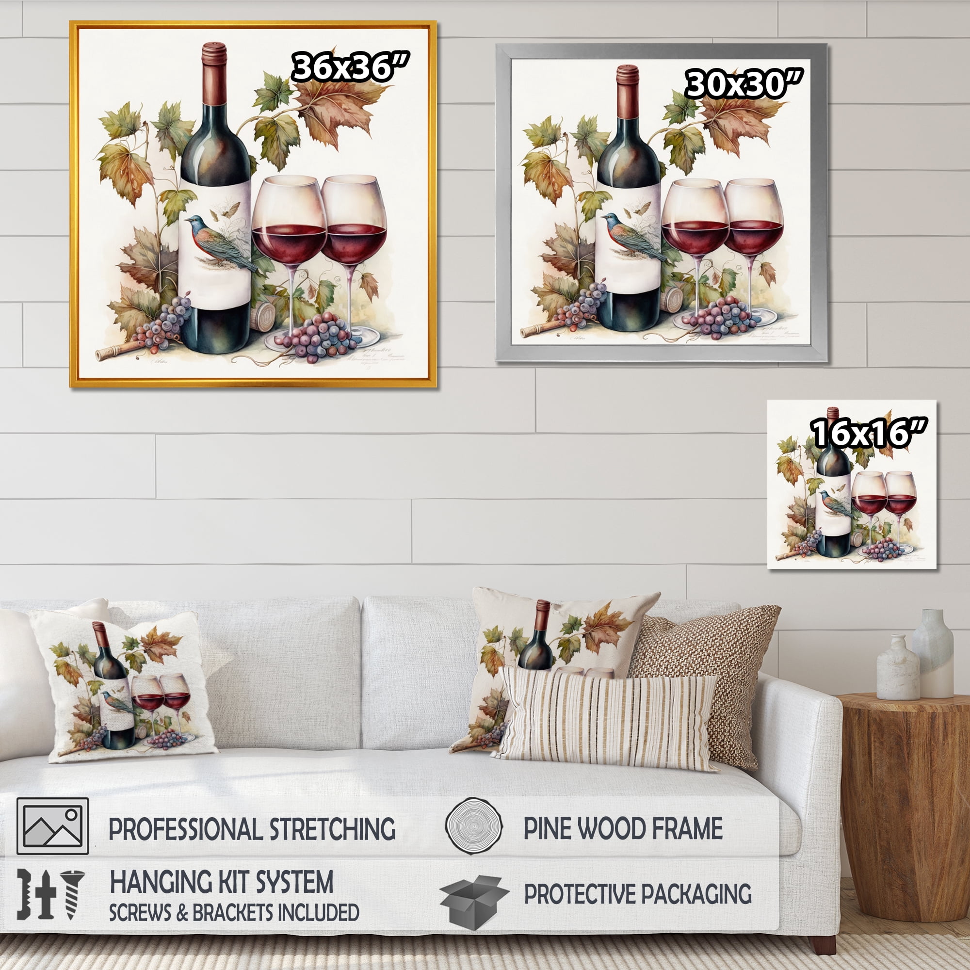 Designart Bottle Of Red Wine Canvas Wall Art