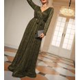 thumbnail image 3 of PENGXIANG Robe de Demoiselle d'Honneur à Sequins pour Femmes Manches Longues Col en V Ceinturée Robe Maxi Pailletée Robes de Soirée, 3 of 7