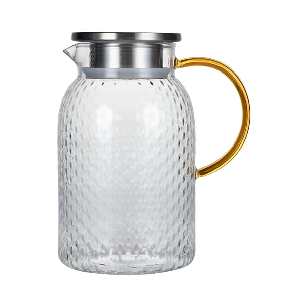 ACDANC Glass Pitcher With Lid and Spout,High Borosilicate Heat Counteractive Glass Water Pitcher,Glass Jug for Hot/Cold Water,Large Pitchers for Drinks